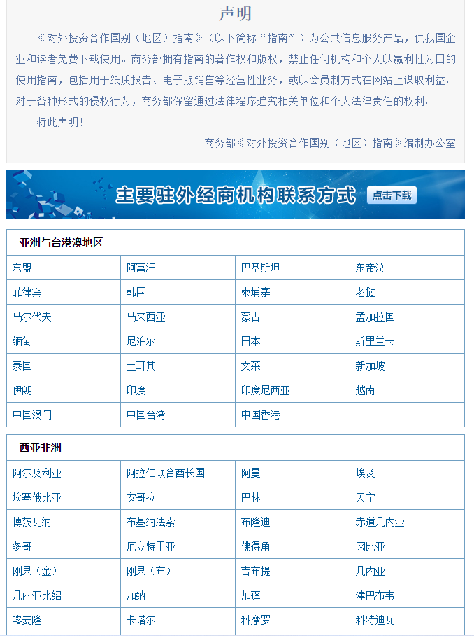 对外投资合作国别（地区）指南网页图
